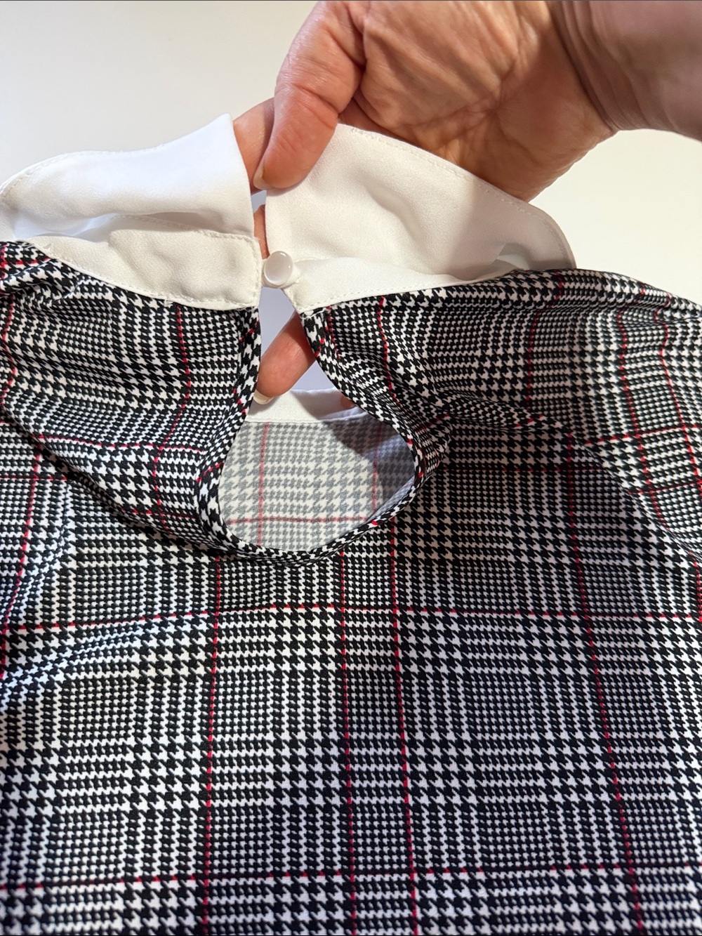 Faith and Joy Black & White Plaid Bow Sleeve Blouse - Picture 5 of 6